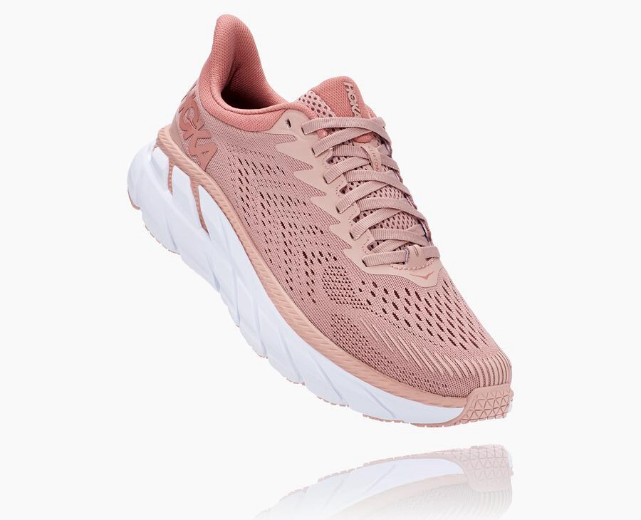 Hoka Clifton 7 - Women's Running Shoes - Pink - UK 697JCDIEU